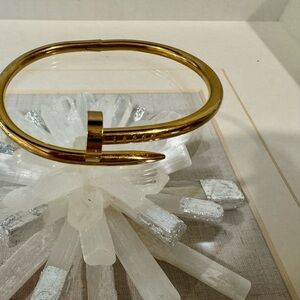 Gold, stainless steel inspired, designer, nail head bracelet.